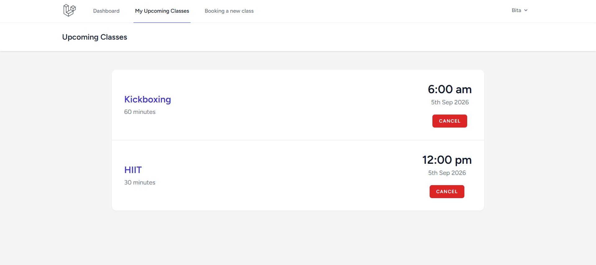 Gym Class Booking screenshot 3