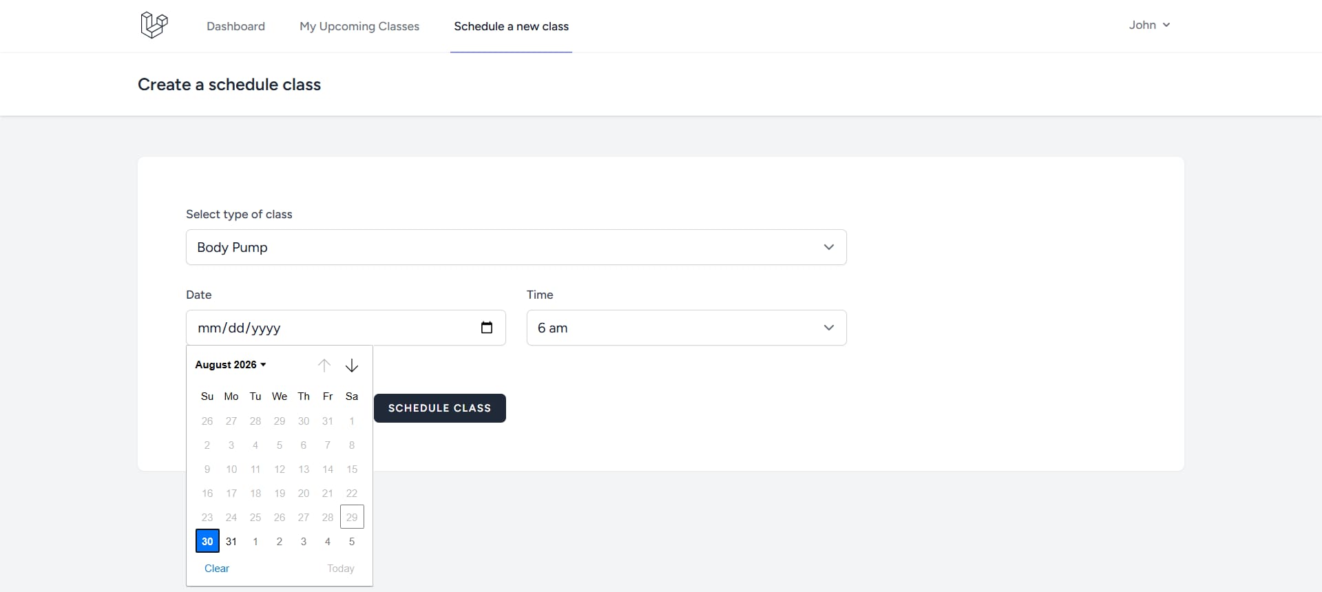 Gym Class Booking screenshot 4